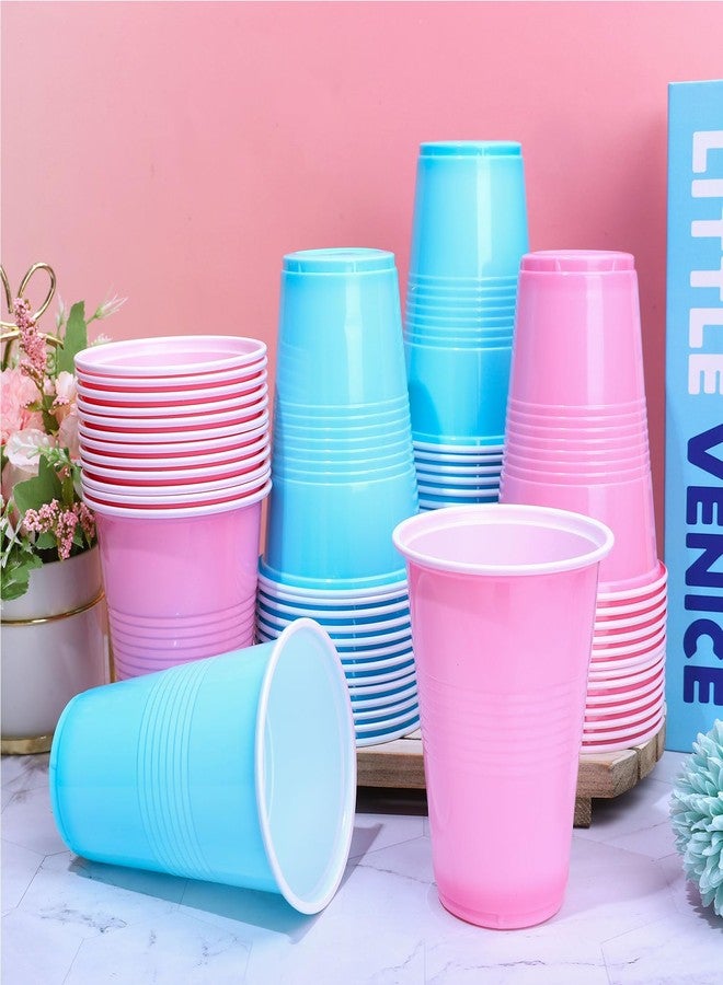 JarThenaAMCS 100Pcs Pink Blue Plastic Cup 16Oz 2 Colors Disposable Drinking Cups Stackable Party Cups for Gender Reveal Baby Shower Birthday Party Supplies - Image 4